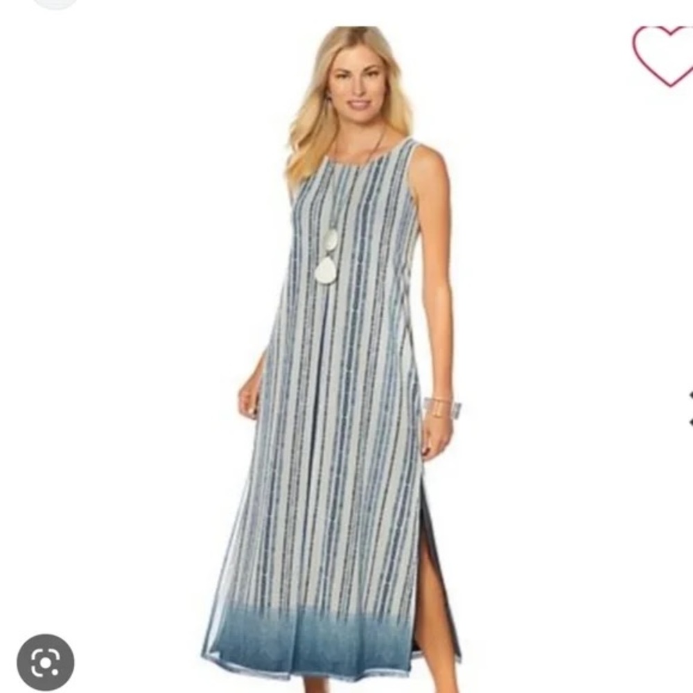 Marla Wynne Blue Mesh Overlay Layered Sleeveless Maxi Dress